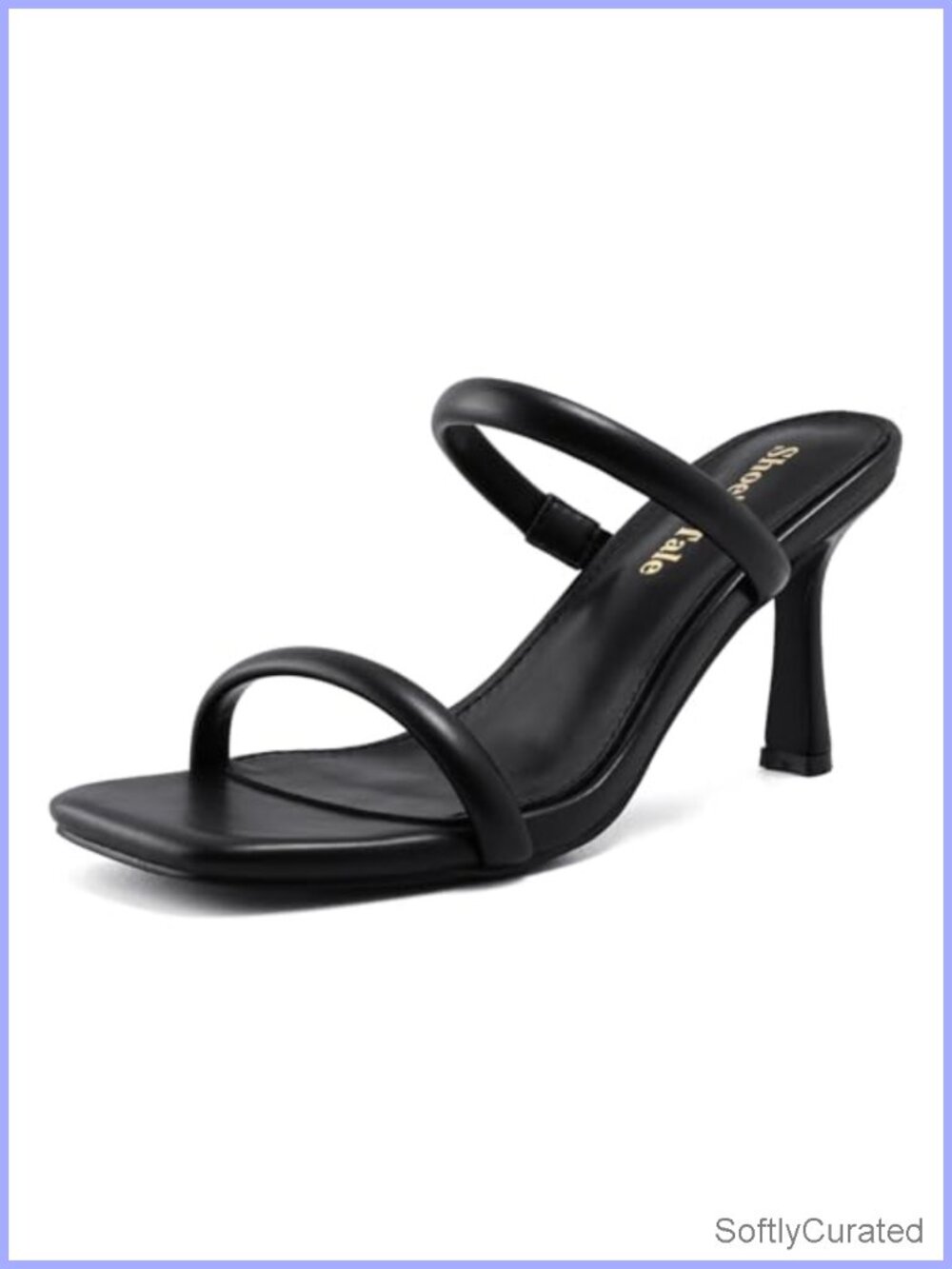 Kitten Heel Mules Strappy Square Open Toe Slip On Sandals